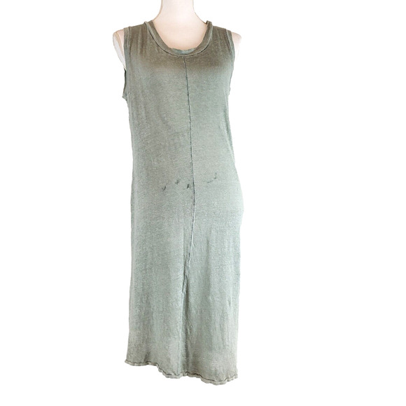 Pete & Greta Women's SIZE S Green Sleeveless Linen Summer Dress Johnny Was FLAW - Picture 1 of 12